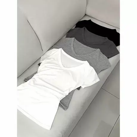 现货 东大门LL058万能百搭不过时~性感女人味V领紧身短袖T恤图片