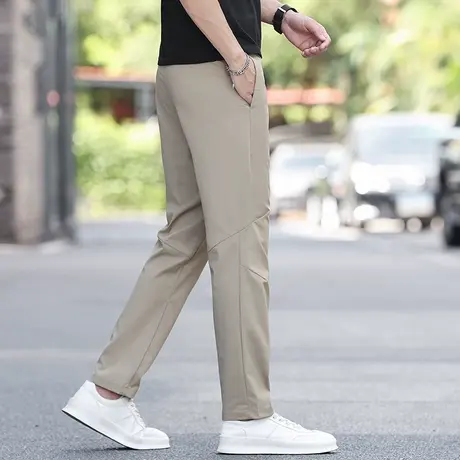 2025新款春夏季薄款男士高端商务休闲裤宽松直筒垂感冰丝运动裤图片