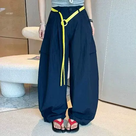 2025夏季新款韩版时尚百搭显瘦高腰工装裤女宽松显瘦减龄休闲裤潮商品大图