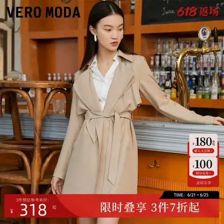 Vero Moda风衣外套春季优雅通勤系带收腰气质外套女324121015商品大图