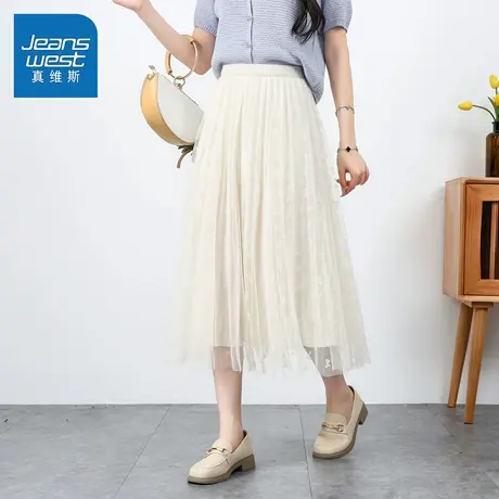 GC真维斯白色2025新款今年流行爆款半身裙a字梨型身材遮胯高级感商品大图