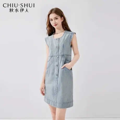秋水伊人复古摩登感牛仔连衣裙夏季新款女装百搭小个子裙子图片