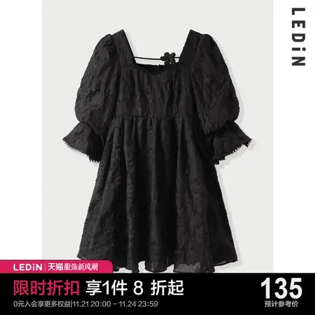 乐町高局少女连衣裙休闲春夏新款小黑裙女C1FAC1405商品大图