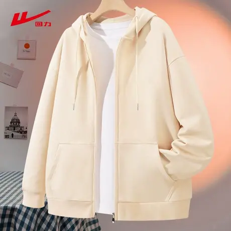 ZH回力卫衣开衫女2025新款春秋季修身慵懒时尚女士连帽开衫外套女商品大图