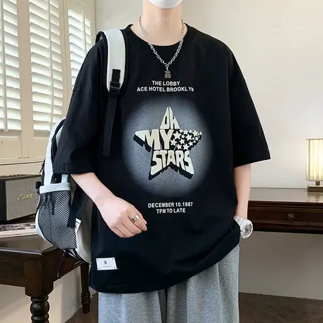 棉感短袖t恤男孩12-15岁青少年学生帅气半袖13胖大童夏装体恤上衣商品大图