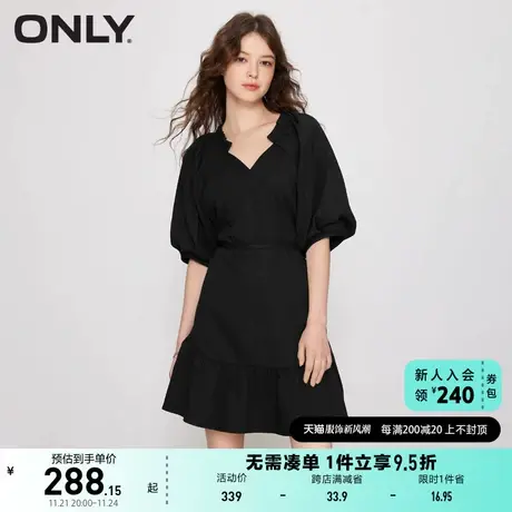 ONLY奥莱2023夏季新款时尚不规则V领泡泡袖短款连衣裙商品大图