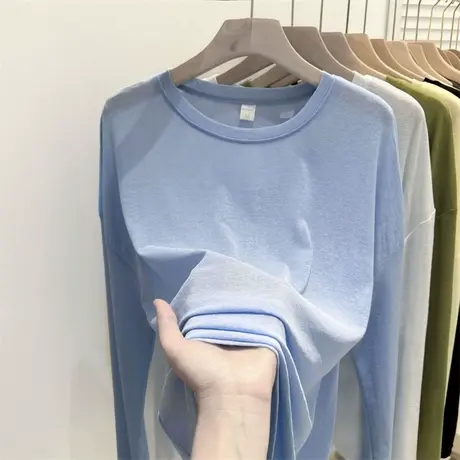 薄款微透空调长袖罩衫女夏季2025新款宽松韩版外搭防晒T恤上衣潮图片