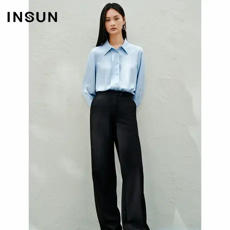 INSUN恩裳夏款简约设计感缎面三醋酸衬衫商品大图