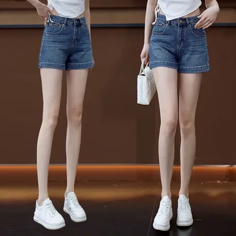 高腰显瘦窄版牛仔直筒短裤女2025夏季薄款凉爽三分裤子阔腿热裤商品大图