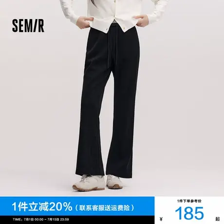 [商场同款]森马休闲裤女雪尼尔加绒喇叭裤2024冬新款撞色肌理长裤商品大图