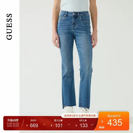 GUESS25年新款春季女士时尚潮流不规则边微喇牛仔裤-Q5PA80D51V0图片