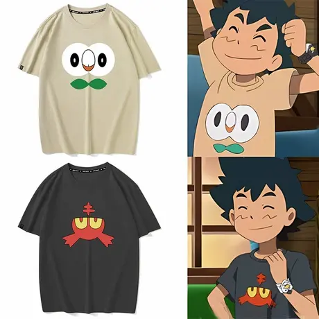 口袋妖怪日月衣服木木枭鸟火斑喵T恤小智同款神奇宝贝卡通短袖潮商品大图