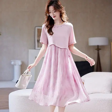 宝诗黎【新品价258元】假两件印花拼接连衣裙YF1099商品大图