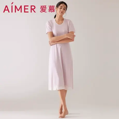 【爱慕甄选】爱慕睡衣女夏季薄款短袖连衣裙睡裙家居服抗菌防螨图片