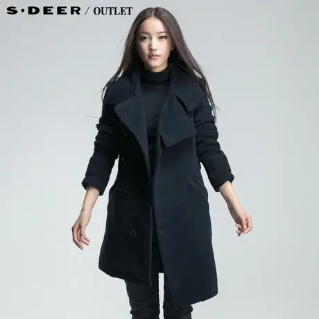 【首发】sdeer圣迪奥专柜正品女装冬斜襟系带不规则摆大衣2481822图片