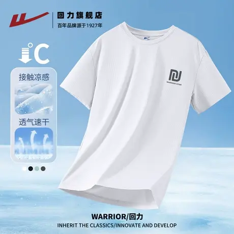 回力冰丝速干短袖t恤男士2025夏季薄款男网眼凉感透气运动半截袖H商品大图