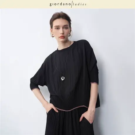 GL2025夏季新款知性通勤衬衫袖口下摆撞色压褶雪纺上衣女02345008图片