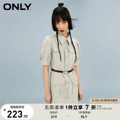 ONLY奥莱夏季收腰短款短袖显瘦复古时尚连衣裙女商品大图