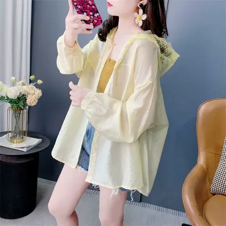 设计感连帽防晒衣衬衫女款夏小个子透气宽松休闲薄款透气外套上衣图片