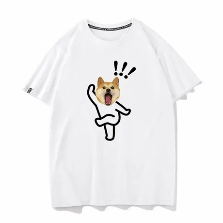 秀洛惊叹号小狗卡通可爱短袖男女学生潮牌纯棉搞笑趣味t恤夏商品大图