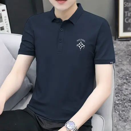 翻领polo衫短袖t恤男2025新款夏季半袖冰丝凉感带领上衣服打底衫商品大图