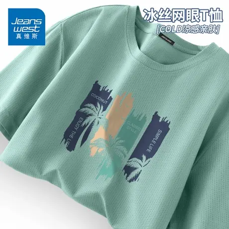 GV真维斯短袖男款夏季冰丝速干网眼透气半袖t恤男生跑步健身上衣D图片