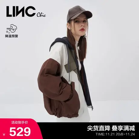 LINCCHIC金羽杰拼色轻薄短款羽绒服女冬季外套女秋冬款Y22802008商品大图