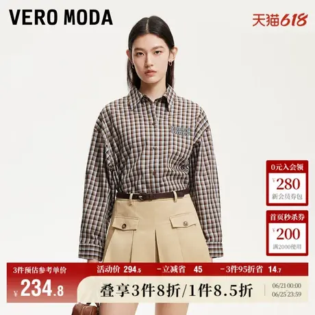 Vero Moda衬衫女2025夏季新商场同款美式复古撞色格纹325105032商品大图