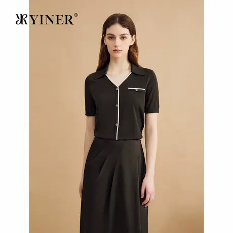 【天丝系列】YINER音儿专选秋季莱赛尔针织衫海鸥领上衣商品大图