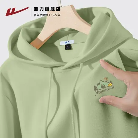 回力抹茶绿简约潮牌宽松大码男女士连帽卫衣春秋季重磅学生外套S图片