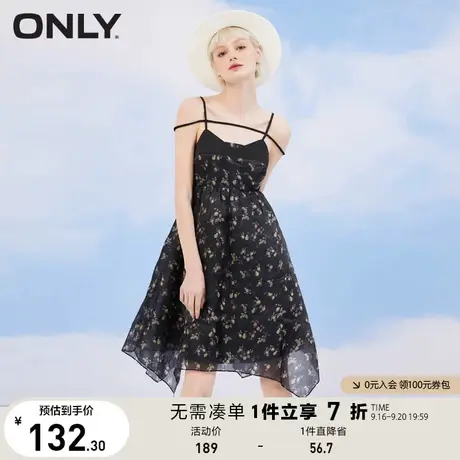 ONLY奥莱夏季A字高腰不对称苹果印花吊带连衣裙女图片