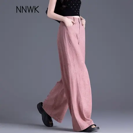 天丝亚麻阔腿裤女2025新款女款轻薄夏裤宽松垂感休闲裤高腰直筒裤商品大图
