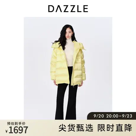 邱天同款DA奥莱ZZLE地素秋冬黄色亮面连帽短款面包羽绒服外套女商品大图