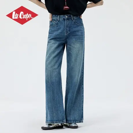 Lee Cooper/李库珀 百搭休闲透气牛仔裤女夏季潮流复古阔腿长裤子图片