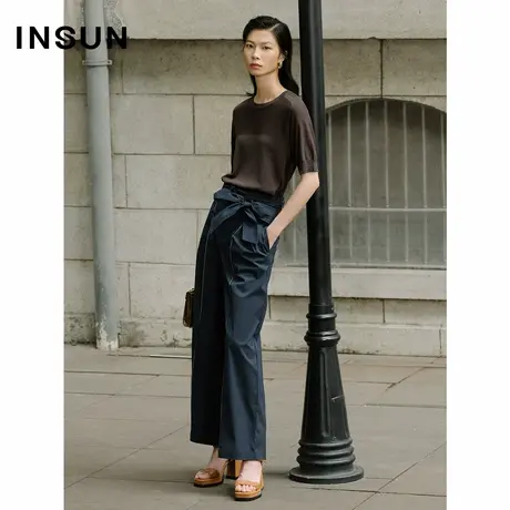 INSUN恩裳夏季休闲圆领真丝桑蚕丝上衣图片