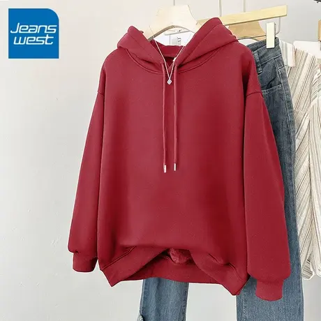 KV真维斯卫衣女2025新款爆款秋冬季重磅保暖小个子连帽立领外套女商品大图