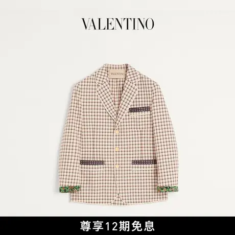 [礼物][12期免息]华伦天奴VALENTINO男士格纹单排扣棉质外套商品大图