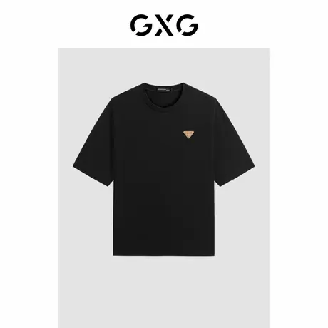 GXG男装2024年夏季男士凉感简约皮标修饰宽松短袖t恤男图片