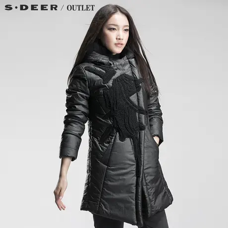 s.deer圣迪奥专柜正品毛线拼接错层摆棉衣S12481973图片