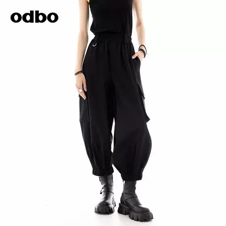 odbo/欧迪比欧时尚高腰显瘦休闲裤子女2024秋季新款大口袋九分商品大图