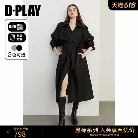 DPLAY【黑标】2025年春季法式新款黑色风衣外套好看气质长款大衣商品大图