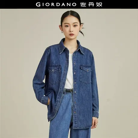 佐丹奴衬衫女装纯棉洗水牛仔长袖休闲衬衫 18343907商品大图