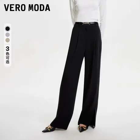 Vero Moda奥莱休闲裤女春秋新款简约优雅通勤高腰开叉直筒裤子商品大图