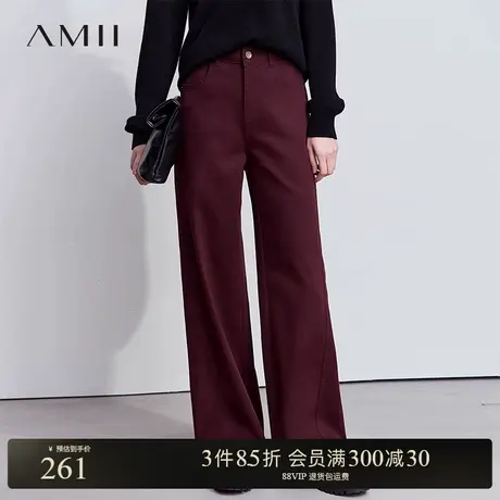 Amii【复古烟管裤】2024春秋复古安哥拉红烟管牛仔裤女休闲裤子图片