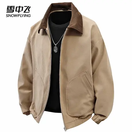 雪中飞夹克2025春秋季新品翻领拼色日常时尚宽松男士休闲情侣外套图片