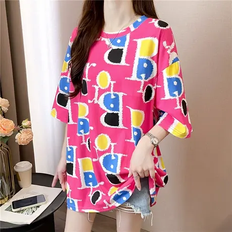 中长款大码2024年新款夏ins潮短袖t恤女宽松设计感小众夏季上衣图片