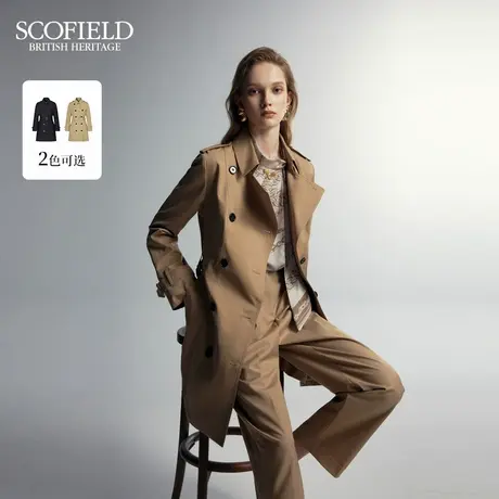 【新狩猎装】Scofield女装复古英伦风双排扣风衣时尚秋季外套图片