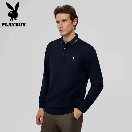 【升级华夫格】花花公子长袖POLO衫翻领休闲百搭打底衫男官方正品图片