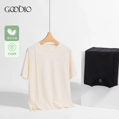 歌帝夏季女士t恤上衣短袖宽松半袖纯棉桑蚕丝莫代尔百搭白色体恤图片