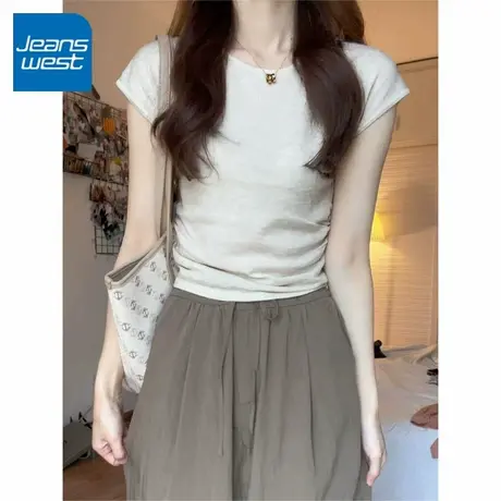 KV真维斯短袖T恤女2025夏新款 修身正肩上衣纯色简约百搭运动透气图片